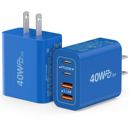 2Pack]40W USB C Super Fast Charger Cube (2Pack Blue / 40W)
