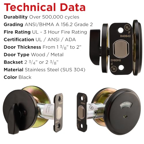 Commercial Grade Vacant Occupied Bathroom Lock Deadbolt for Restaurants