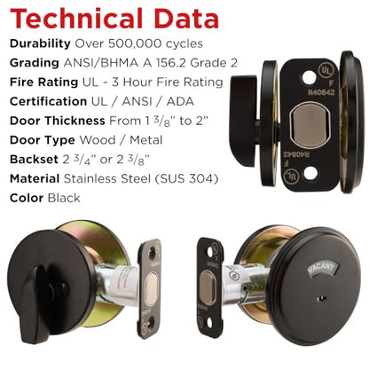 Commercial Grade Vacant Occupied Bathroom Lock Deadbolt for Restaurants