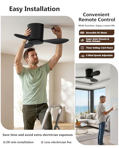 Ceiling Fan No Light 25In Flush Mount Ceiling Fans Without Lights 6