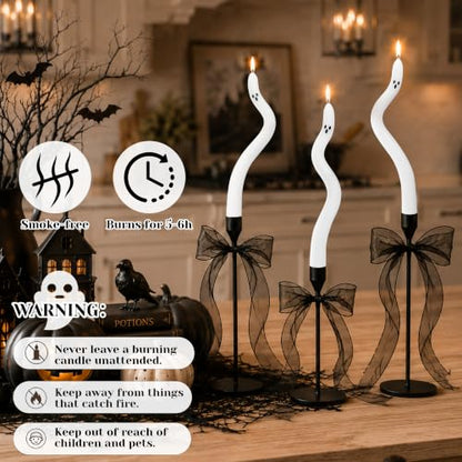 Halloween Decorations indoor (Ghost Candles With Candleholder-3pcs)