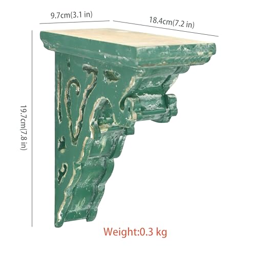 Corbels for Shelves Wood Corbels Decorative Set of 2 (Green)