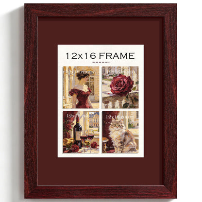12x16 Red Wood Grain Picture Frame (Red Frame Red Mat / 12x16)
