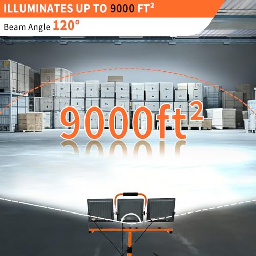 30000LM LED Work Light with Stand and Wheels 3