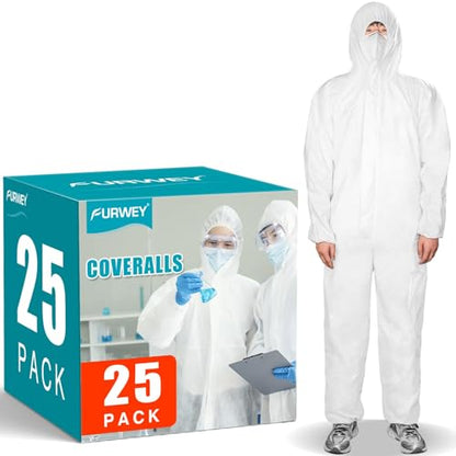 Hazmat Suits 25 Pack Disposable Coveralls