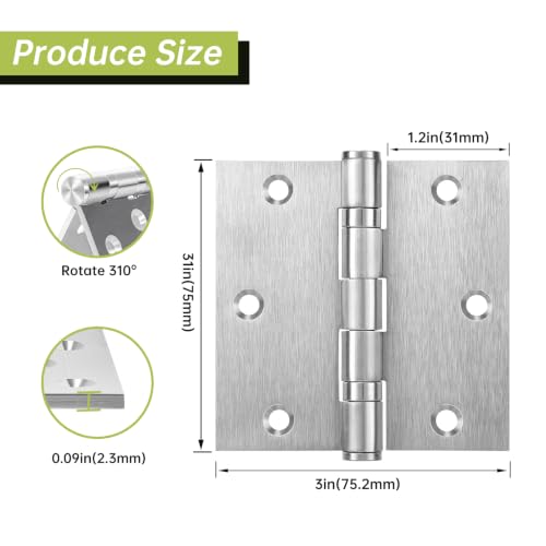 Square Stainless Steel Ball Bearing Door Hinges with Screws