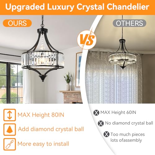 Crystal Chandelier Modern Pendant Light Modern Farmhouse Chandeliers Antique Hanging Light Fixture for Living Room Bedroom Foyer Kitchen Island Entryway