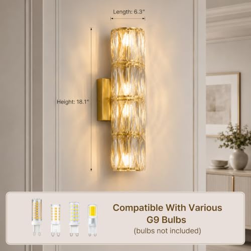 Gold Crystal Luxury Wall Sconces Mid