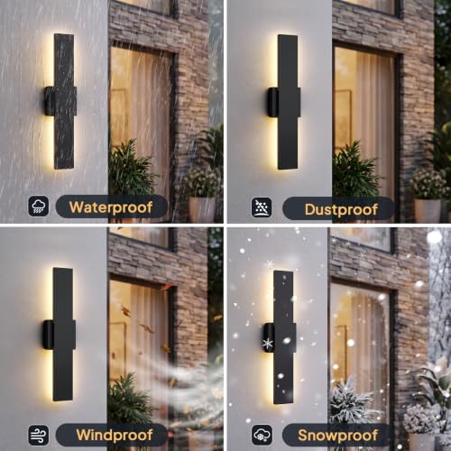 2 Pack Modern LED Outdoor Wall Light