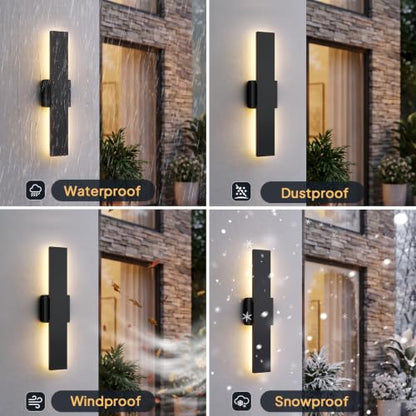 2 Pack Modern LED Outdoor Wall Light