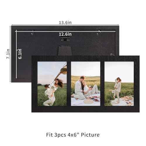 4x6 Collage Picture Frames (Rustic Black / 7x13.5in (1Pack))