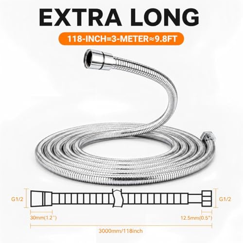 Rainsihe 118 Inch Swivel Shower Hose Brushed Nickel