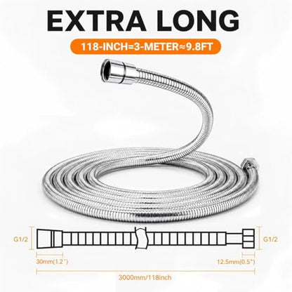 Rainsihe 118 Inch Swivel Shower Hose Brushed Nickel