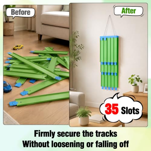 Wall Mounted Track Storage Organizer Compatible with Hot Wheels Race Tracks