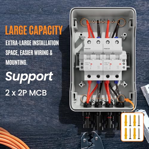 Solar Combiner Box Solar Panel Disconnect Switch with 1000V DC 30A 60A Circuit Breakers Only