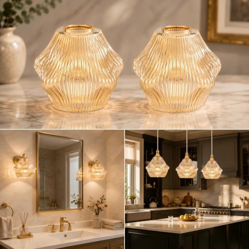 Spiral Stripes Glass Lamp Shade Small Art Blown Pendant Light Shades