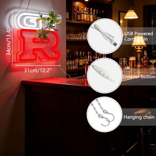 G.T.R Car Neon Signs for Wall Decor Neon Lights for Business Led Signs Suitable for Man Cave Restaurant Office Bar Pub Led Art 5V Power Adapter (GT.R)