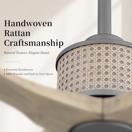 54" Ceiling Fan without Light 4 Wood Blades