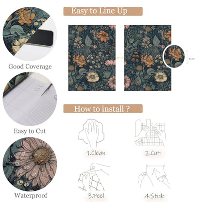 Vintage Peel and Stick Wallpaper Boho Floral Wallpaper Removable