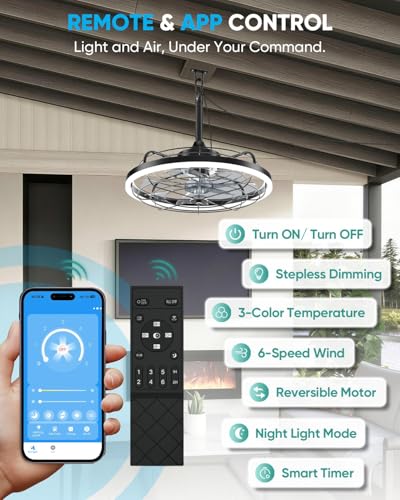 Outdoor Ceiling Fan with Light for Patios
