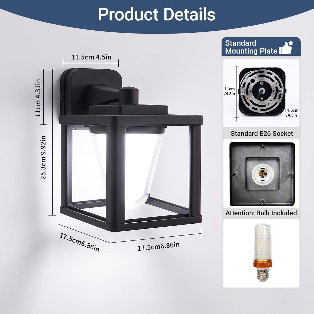 Outdoor Wall Light 15W (1/15w/6000k/Black/E26)