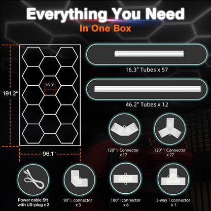 Dimmable Hexagon Garage Lights (14Hex+Border)