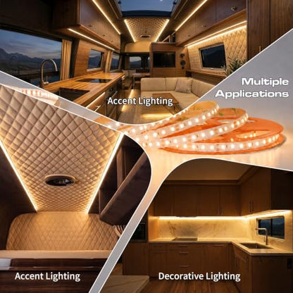 12V RV LED Strip Lights with 2 Set Transparent Connectors[16.5ft]
