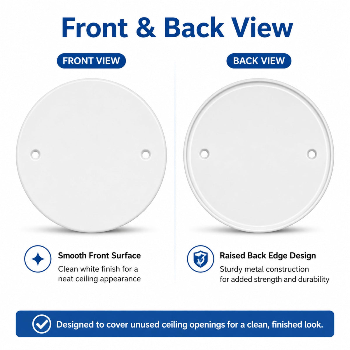 2 Pack 6.25 Inch Ceiling Cover Plate with 3.5" Mounting Hole Spacing