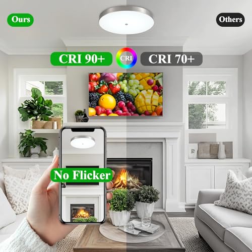 12 Inch Brushed Nickel LED Flush Mount Ceiling Light Fixtures