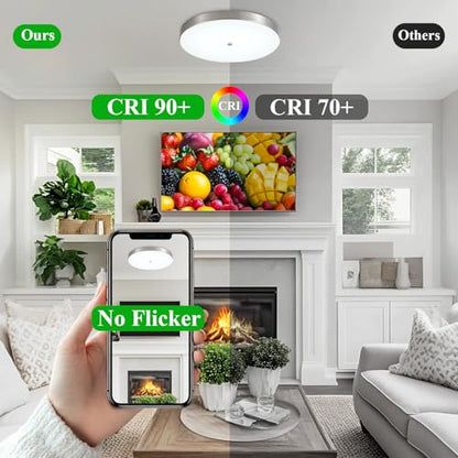 12 Inch Brushed Nickel LED Flush Mount Ceiling Light Fixtures