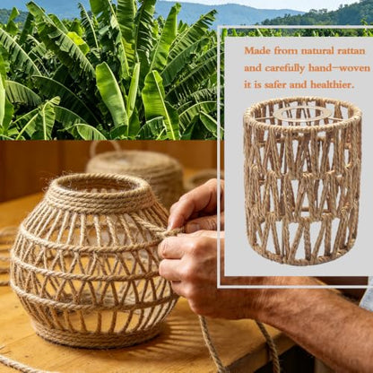 Rattan Lamp Shade Boho Woven Pendant Light Shade