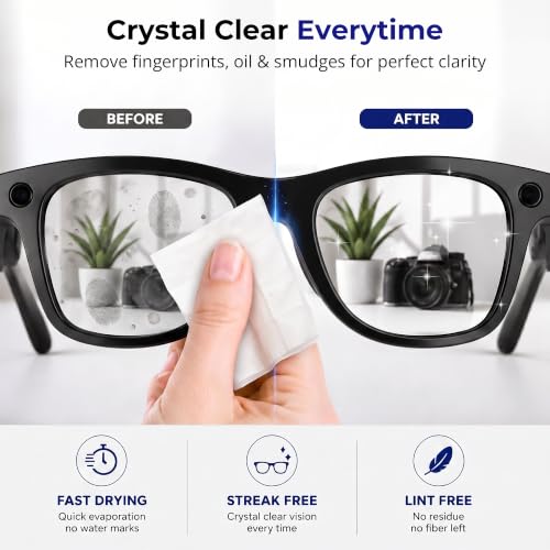 HiBloks Thick Lens Wipes and 2 Cleaning Cloths for Meta Glasses 50