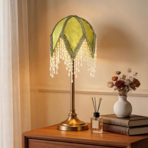 vintage Lampshade With Olive Green Velvet Tassel
