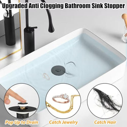 3 in 1 Pop Up Bathroom Sink Stopper (Matte Black)
