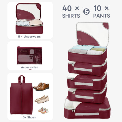 Packing Cubes for Travel (11 Burgundy)