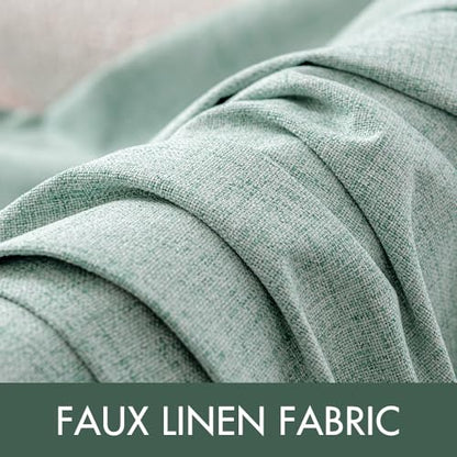 100% Blackout Linen Curtains for Bedroom 52x108 Inches Seafoam Green (Seafoam Green / 52"W x 108"L (Pack of 2))