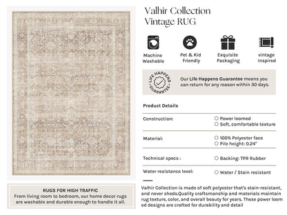 Beige Washable 2x3 Area Rugs for Entryway Hallway (Retro | Beige / 2' x 3' (Rectangular))