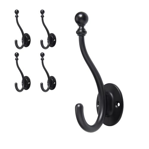 5 Pack Coat Hooks Matte Black Coat Hook