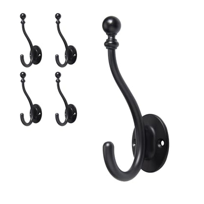 5 Pack Coat Hooks Matte Black Coat Hook