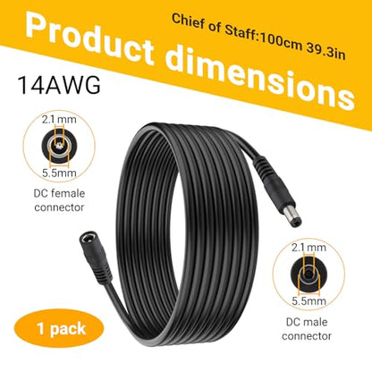 10FT 14AWG DC Power Extension Cable 5.5x2.1mm Male to Female