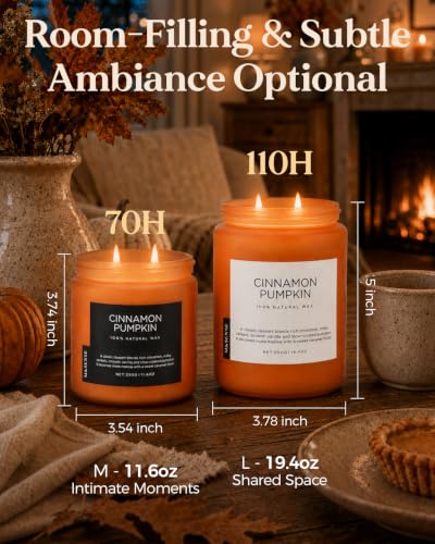 Cinnamon Pumpkin Scented Candle Fall Baking Spice Aroma for Halloween Decor (Large Jar / Cinnamon Pumpkin)