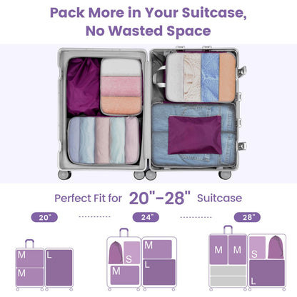 Mesh Packing Cubes for Travel (11 Purple (No Compression) / 7-Piece Set)
