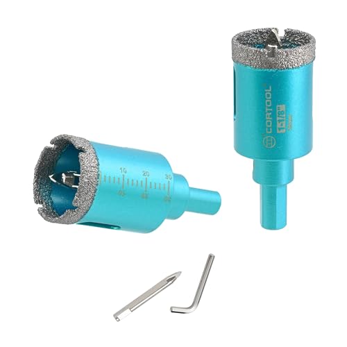 1-1/8 Inch Diamond Hole Saw with Pilot Drill Bit, Diamond Tipped Tile Hole Saws, Dry/Wet Use for Porcelain Tile, Ceramic Pottery, Granite, Stone, Marble, Glass Bottles - 2 Pack (1-1/8 Inch (29mm) 2-Pack)