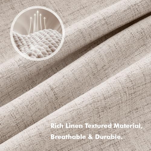 100% Blackout Linen Curtains for Bedroom 42 x 63 Inch Khaki 2 Panels (Khaki / 42"W x 63"L (Pack of 2))