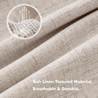 100% Blackout Linen Curtains for Bedroom 42 x 63 Inch Khaki 2 Panels (Khaki / 42"W x 63"L (Pack of 2))