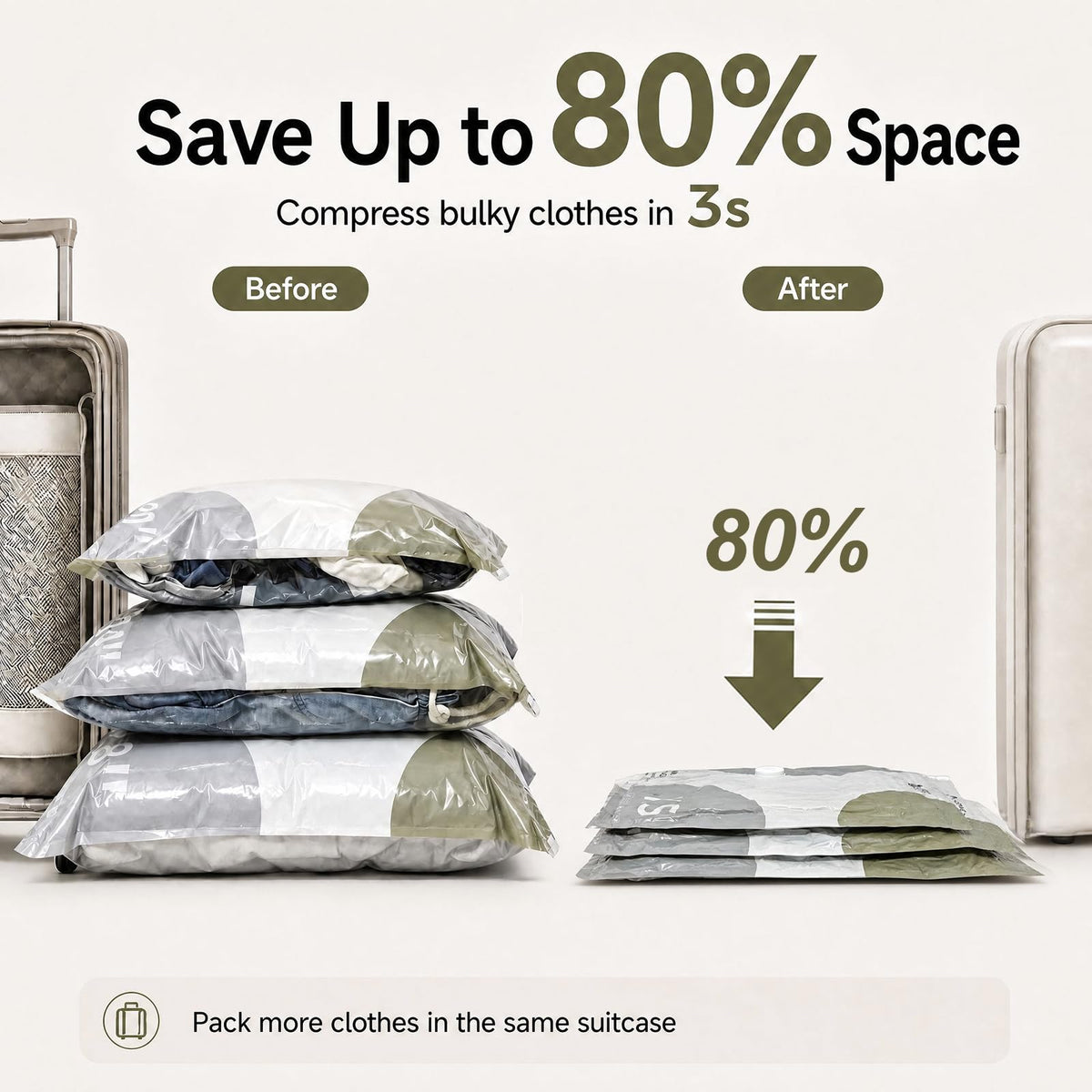 9 Pack Travel Vacuum Bags with Electric Pump