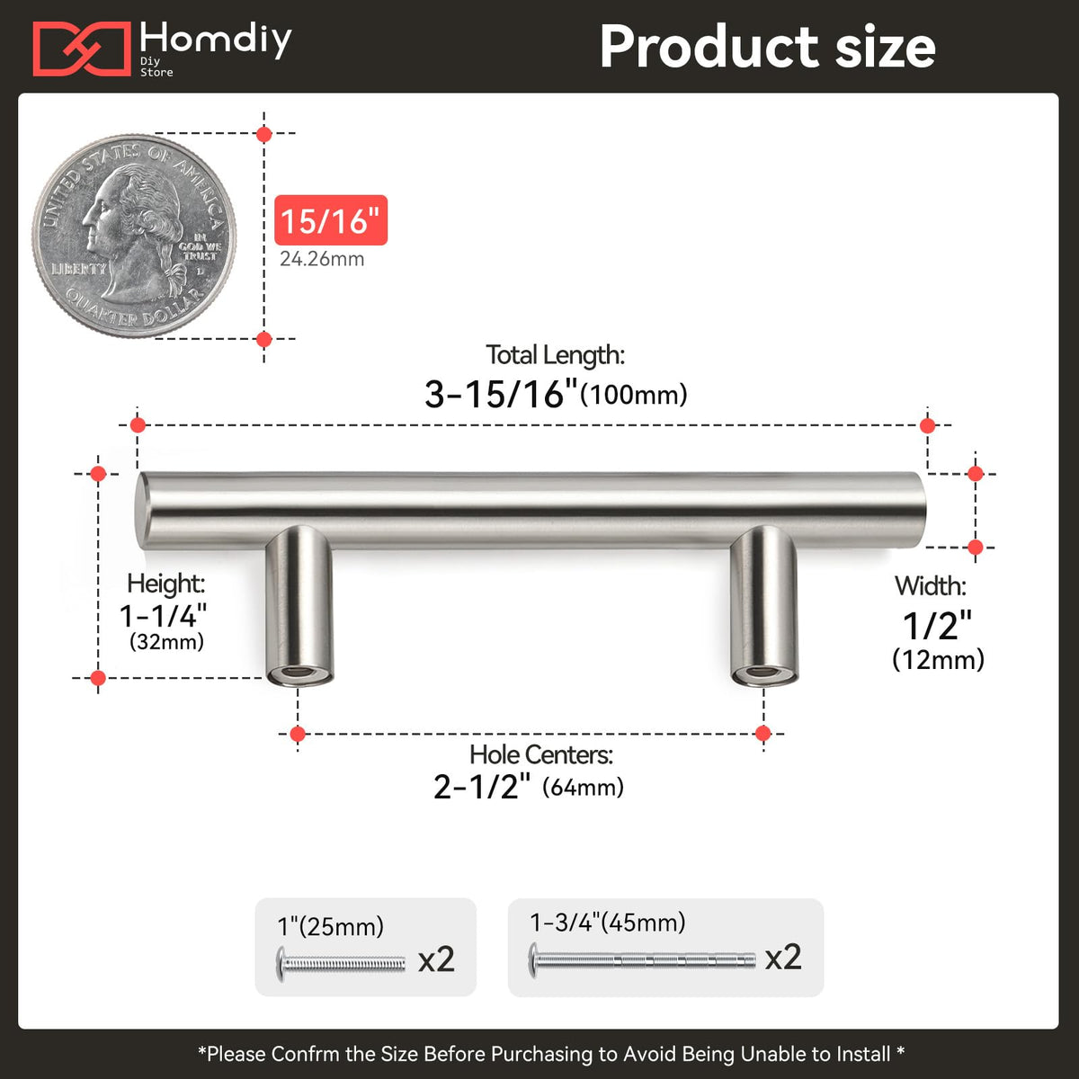 5 Pack Brushed Nickel Cabinet Hardware 2 (2-1/2in hole centers / Brushed Nickel)