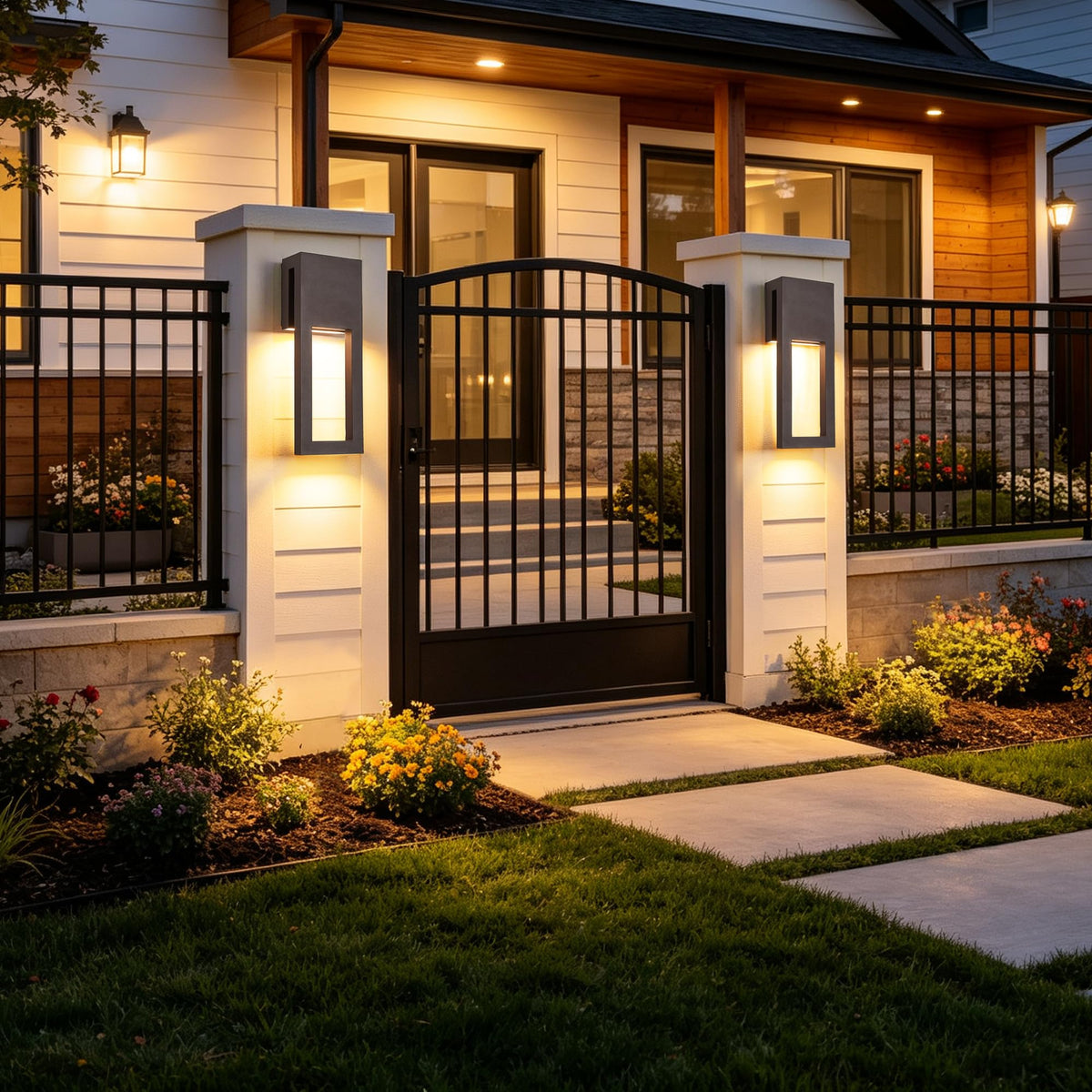 Dusk to Dawn Outdoor Wall Lights 15 Inch 2 (2Pack Textured Bronze(with Photocell))