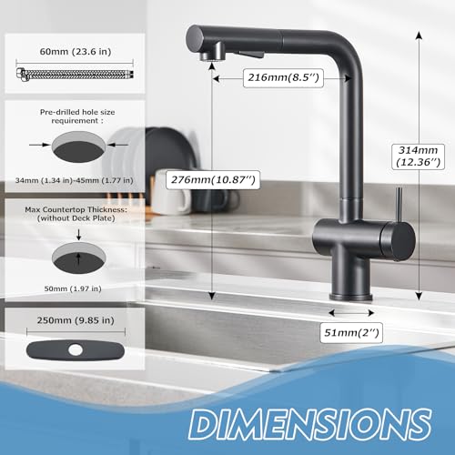 Kitchen Faucet with Pull Down Sprayer Bar Faucets Single Hole