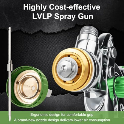 LVLP Air Spray Gun with 10PCS Disposable Mixing Cups & Air Regulator
